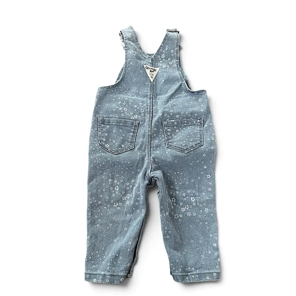 OshKosh B’gosh Floral Denim Overalls Baby Girls 9M